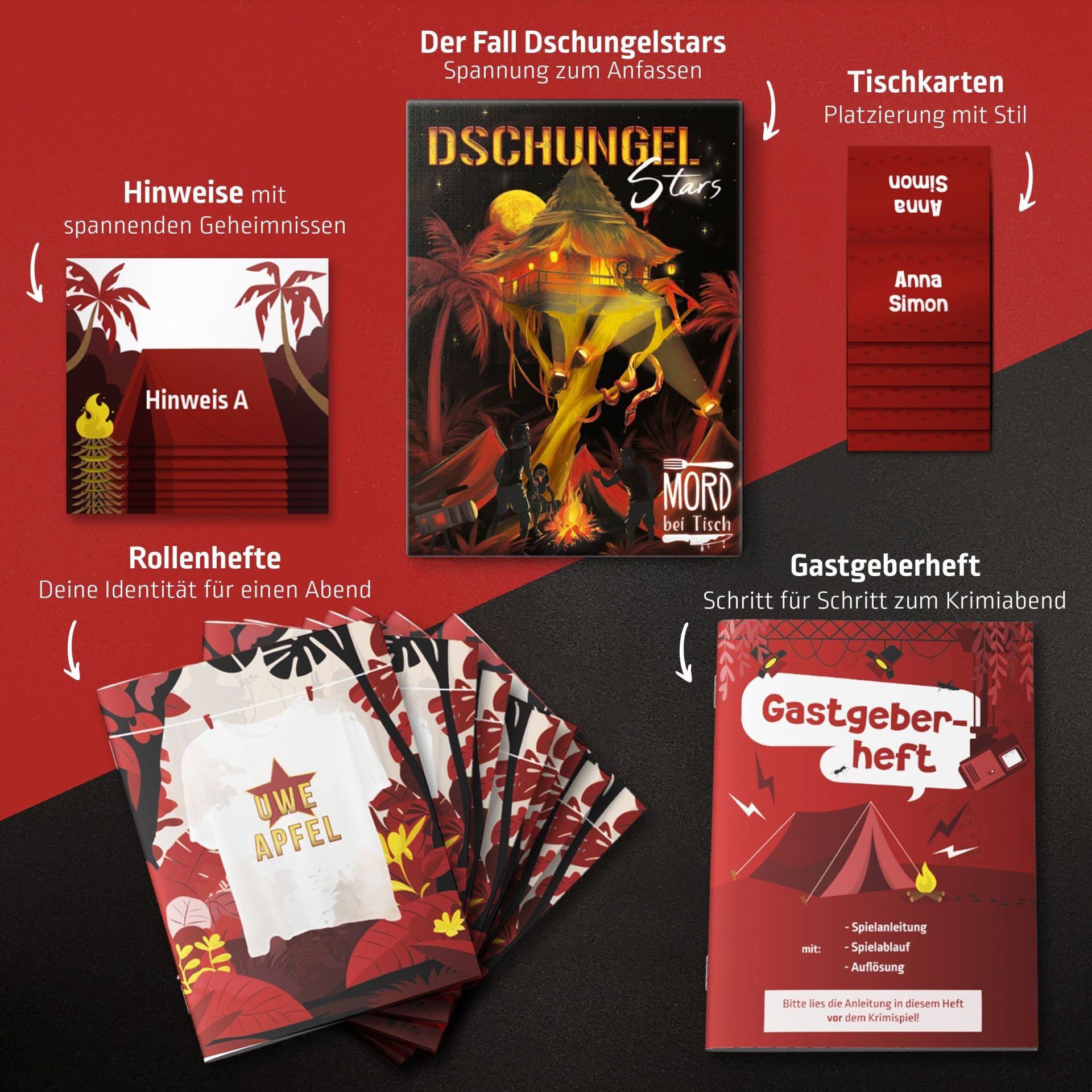Mord bei Tisch: Krimidinner | Dschungelstars-Mord bei Tisch-Deinparadies.ch