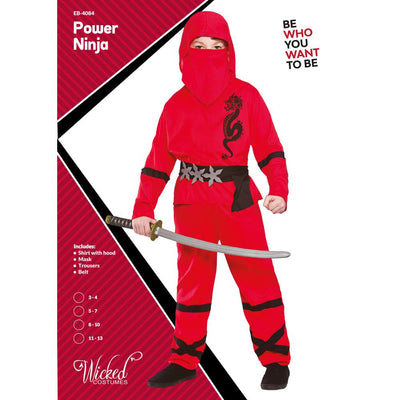 Ninja Power Kostüm rot | Kinder-Wicked-Deinparadies.ch