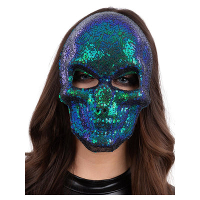 Sequin mask skull | green Blue