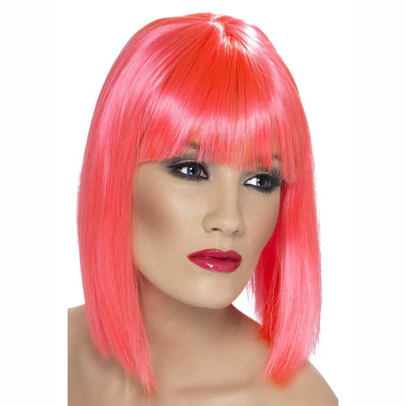 Perücke Glamour Kurzhaar farbig Neon Pink Smiffys bei Deinparadies.ch