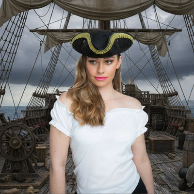 Piratenhut schwarz mit Goldkrempe-Smiffys-Deinparadies.ch