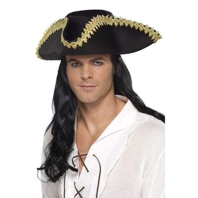 Cappello da pirata nero con Smiffys a tesa dorata Deinparadies.ch