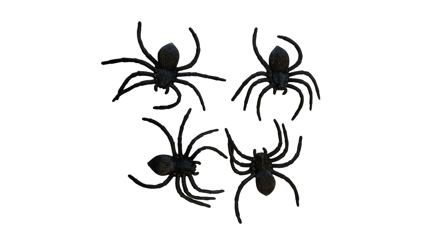 Plastic spiders in a set of 4 | 9 cm chaks Deinparadies.ch