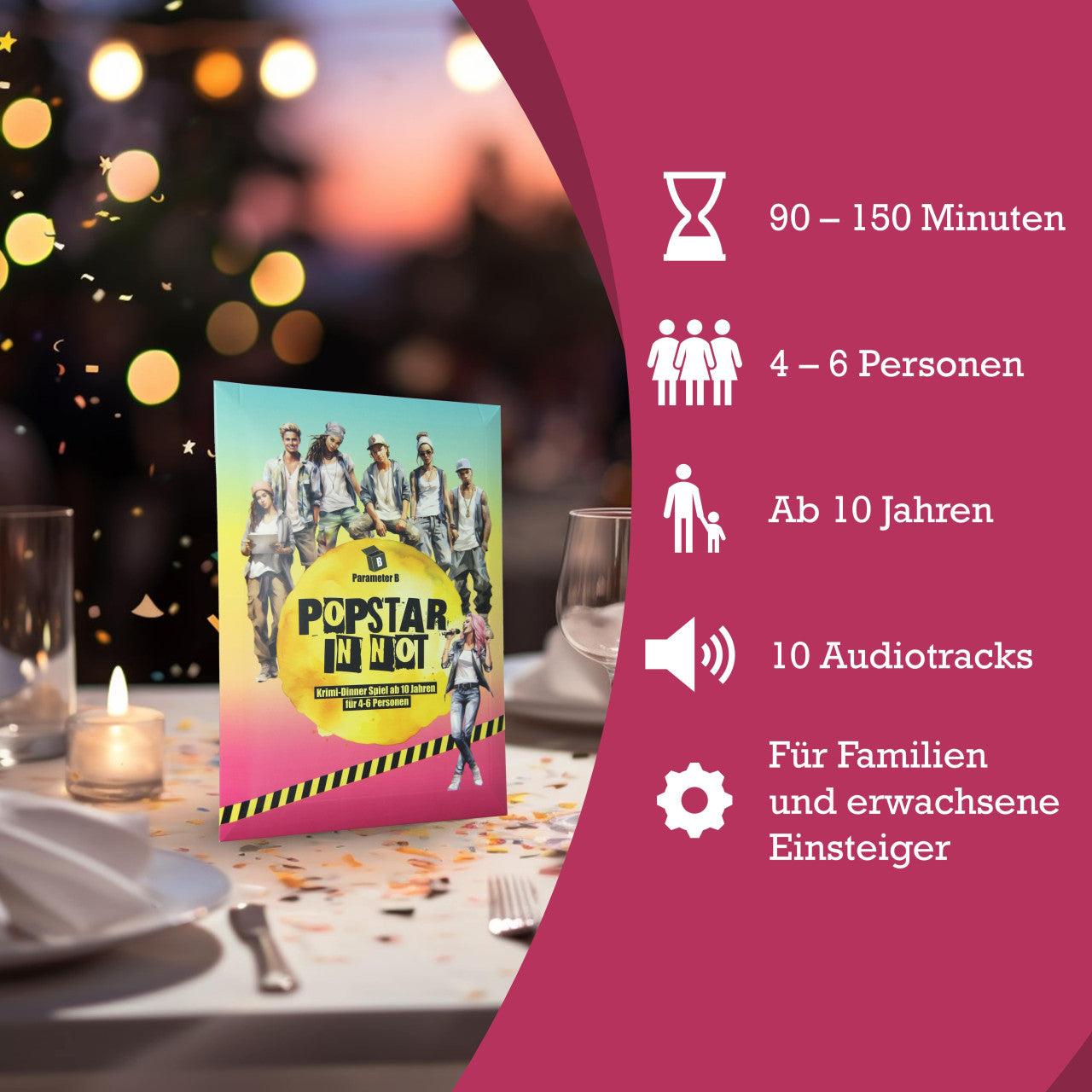 Popstar in Not | Krimi-Dinner für 4 Personen-Parameter B-Deinparadies.ch