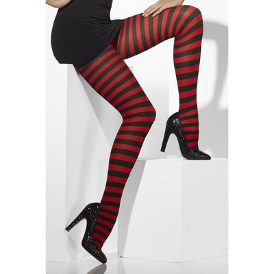 Striped stockings witch opaque - red - Smiffys