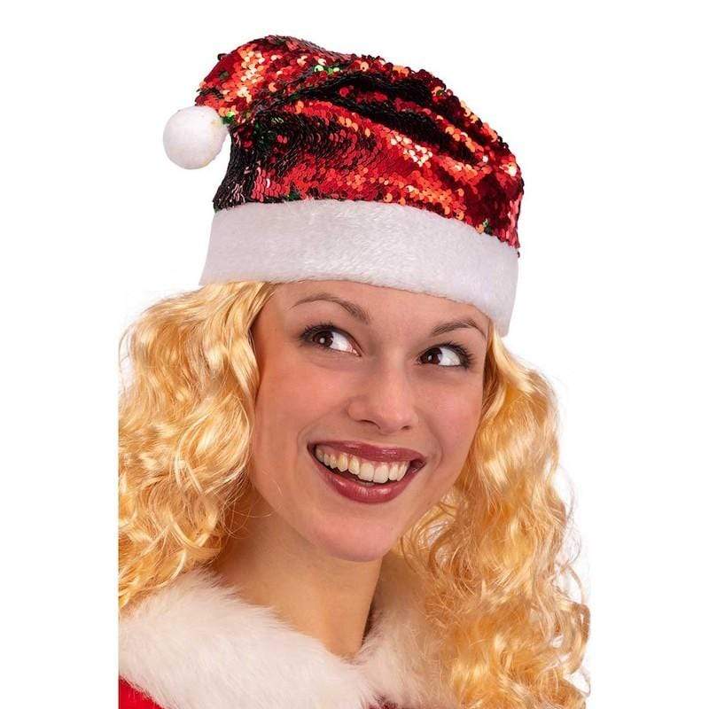 Cappello da Babbo Natale con paillettes bicolore a Carnival Toys Deinparadies.ch