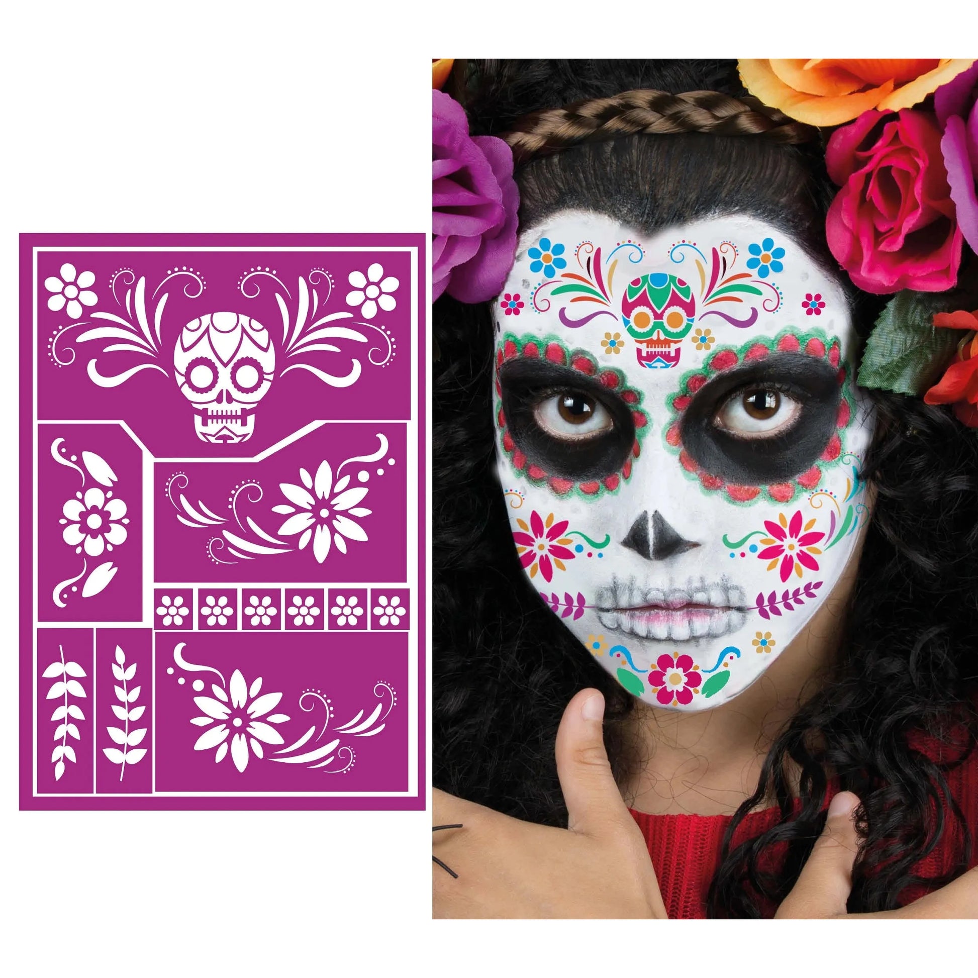 Schminkschablonen mehrfach | Dia de los Muertos-Guirca-Deinparadies.ch