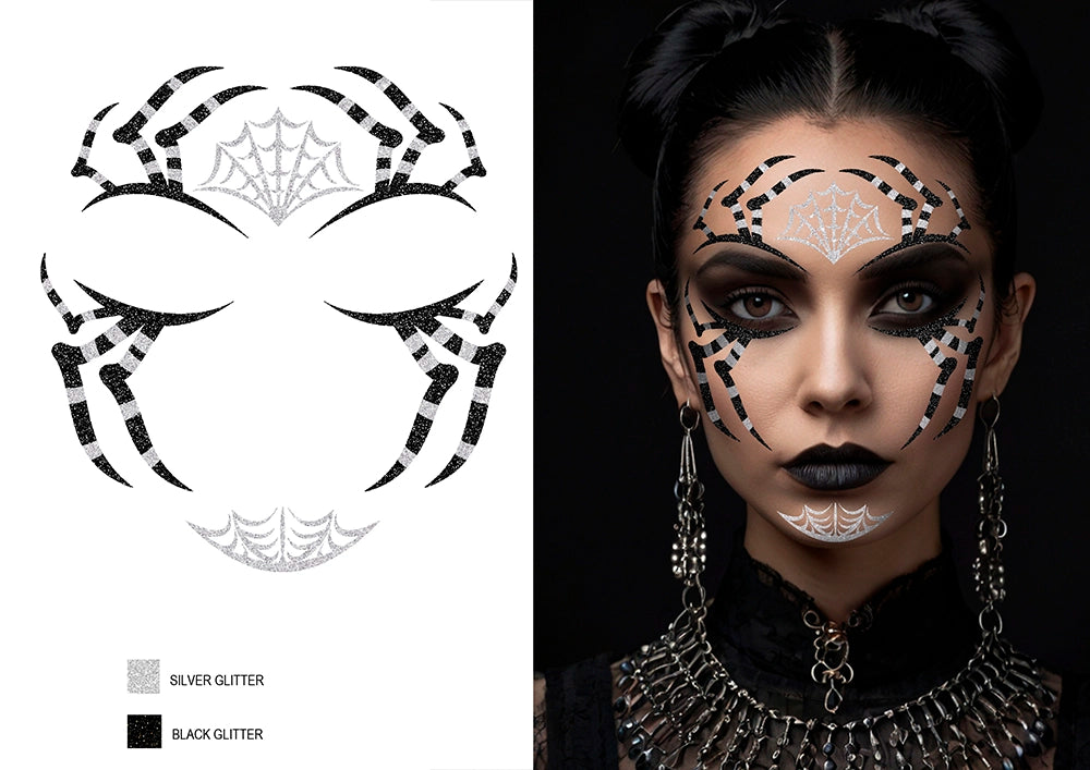 Schwarze Spinne Glitzer Klebetattoo-Guirca-Deinparadies.ch