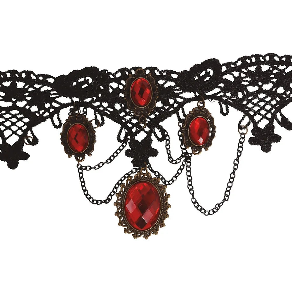 Schwarzes Halsband mit Rubinen-Guirca-Deinparadies.ch