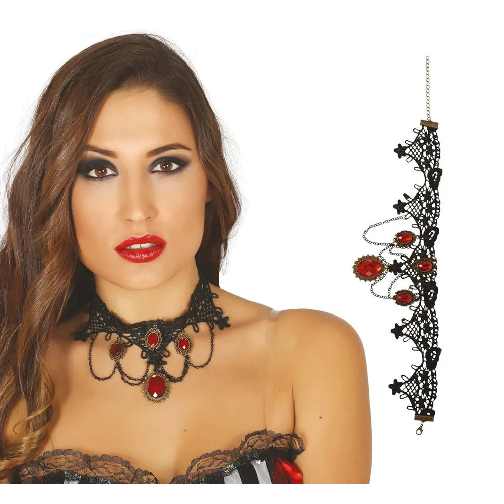 Schwarzes Halsband mit Rubinen-Guirca-Deinparadies.ch