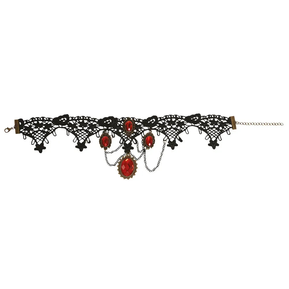 Schwarzes Halsband mit Rubinen-Guirca-Deinparadies.ch