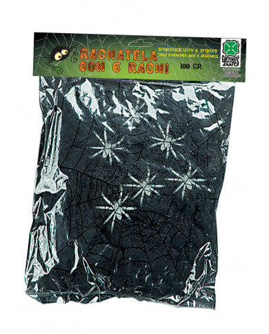 Schwarzes Spinnennetz mit Spinnen | 100g-Carnival Toys-Deinparadies.ch
