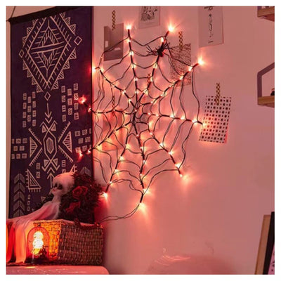 Spider web with red LED | 1 meter Chaks included Deinparadies.ch