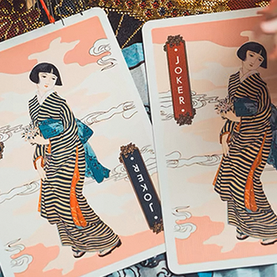 The Great Wave off Kanagawa V3 (Autumn Maple / Peachy Pink) Playing Cards-David Jon-Deinparadies.ch