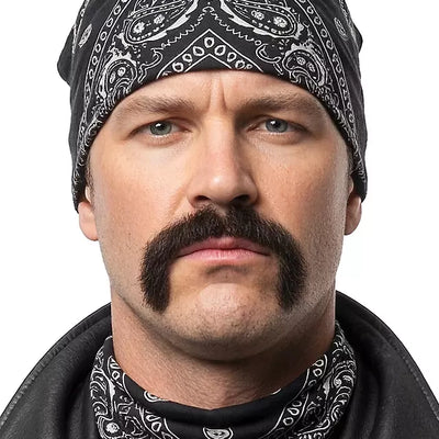 Biker Echthaar Schnauz | grau