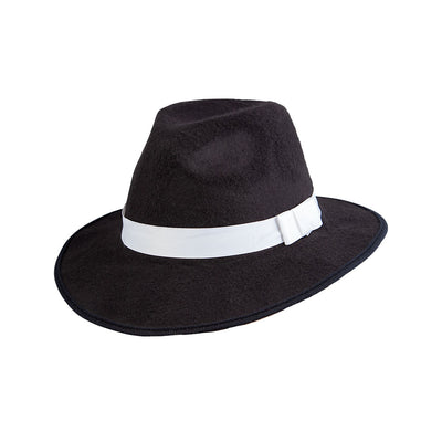 Gangster Hat Fedora with Ribbon | black