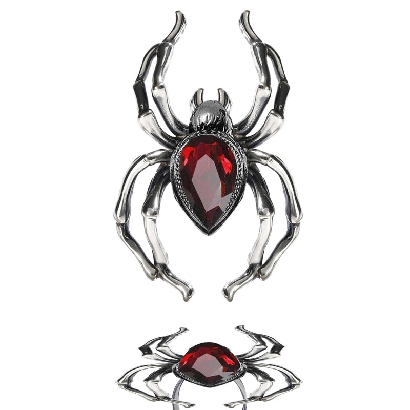 Spinne mit rotem Sterin Fingerring