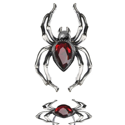 Spinne mit rotem Sterin Fingerring