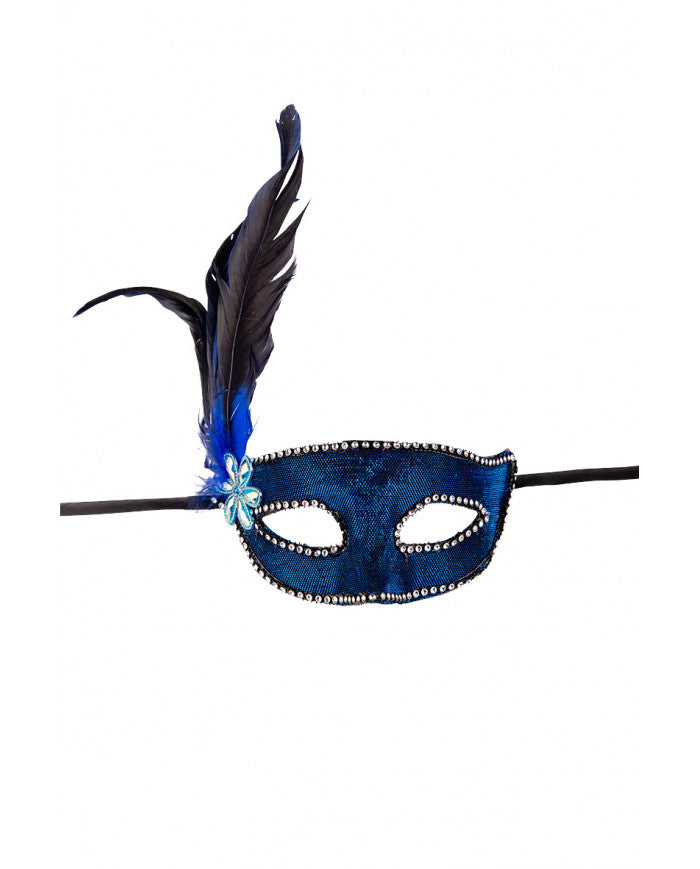 Venezianische Halbmaske mit blauem Stoff