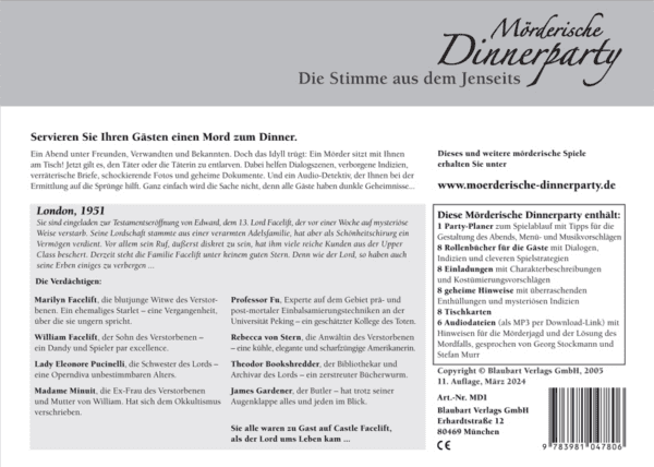 Murderous dinner party: voice from the hereafter