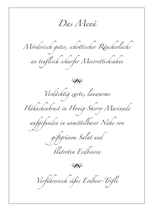 Murderous dinner party: voice from the hereafter