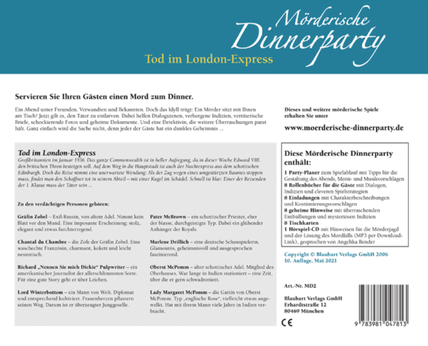 Mörderische Dinnerparty: Tod im London Express