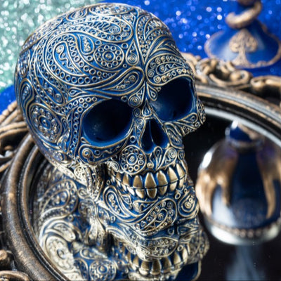 Barocker Totenkopf | blau/gold