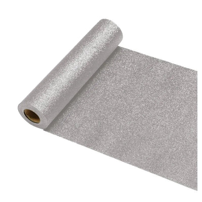 Tischläufer Glitterstoff Premium | silber
