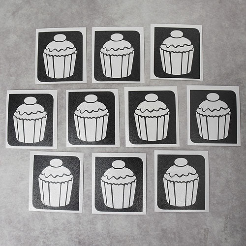 Glitter-Tattoo Schablone | 10x Cupcake