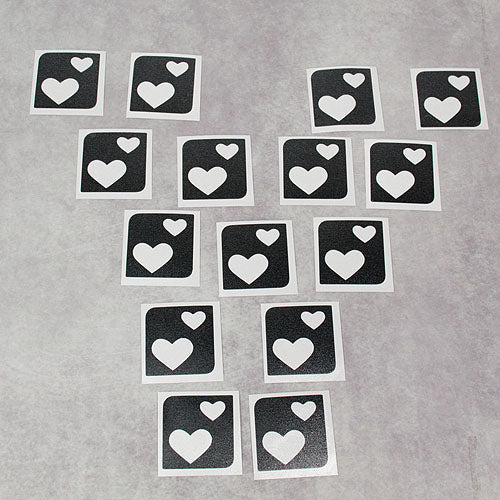 Glitter-Tattoo Schablone | 15x Herzen