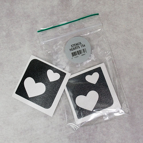Glitter-Tattoo Schablone | 15x Herzen
