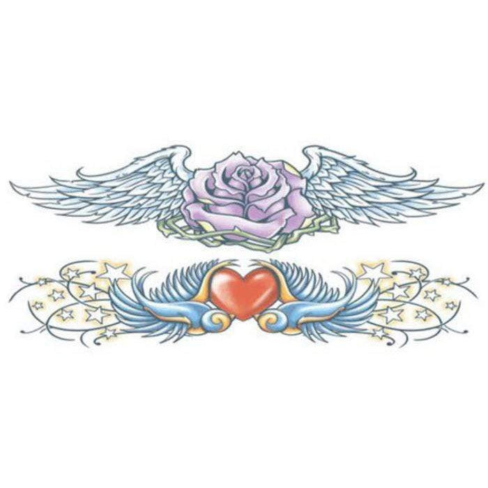 Arm Tattoo Swallow Herz-Rose | Klebetattoos Tinsley Transfers bei Deinparadies.ch