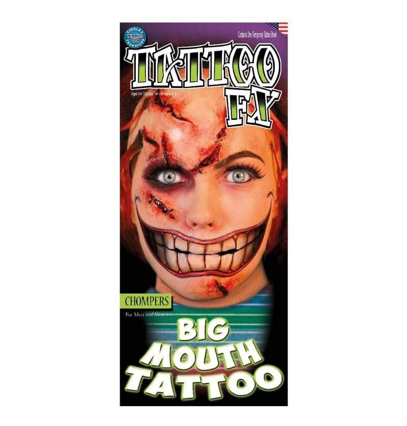 Big Mouth Tattoo Smile Sadique | Adhesive tattoos at Tinsley Transfers Deinparadies.ch