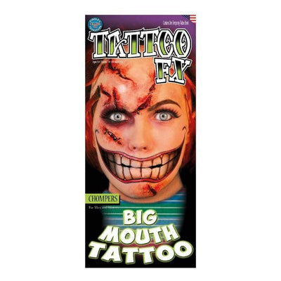 Sorriso del tatuaggio della bocca grande Sadique | Tatuaggi adesivi presso Tinsley Transfers Deinparadies.ch