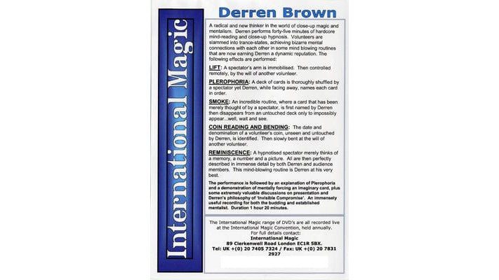 Derren Brown Lecture by International Magic International Magic bei Deinparadies.ch