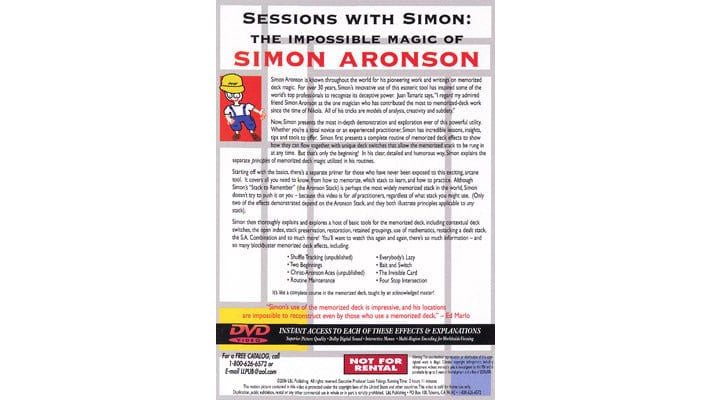 Sessions With Simon: The Impossible Magic Of Simon Aronson Volume 3 (Memorized Deck) L&L Publishing at Deinparadies.ch