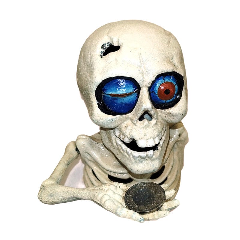 Skelett Spardose mit blauem Auge massiv Deinparadies.ch bei Deinparadies.ch