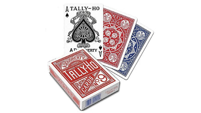 Cartes à jouer Tally-Ho Fan Back - 12 jeux (6 rouges/6 bleus) - Bicycle