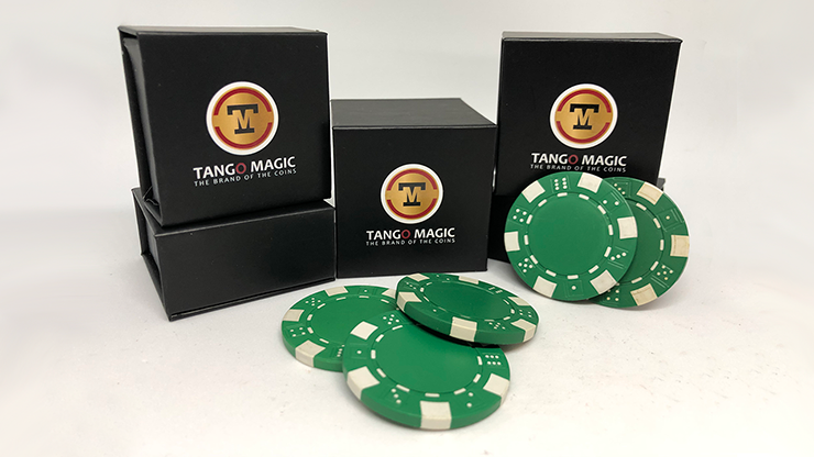 Jeton de poker TUC et 3 jetons de poker | Tango Magic - Vert - Murphy's Magic