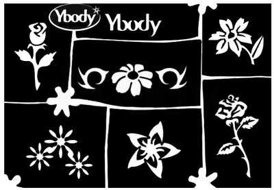 Glitter tattoo stencil A5 | Flowers at Ybody Deinparadies.ch